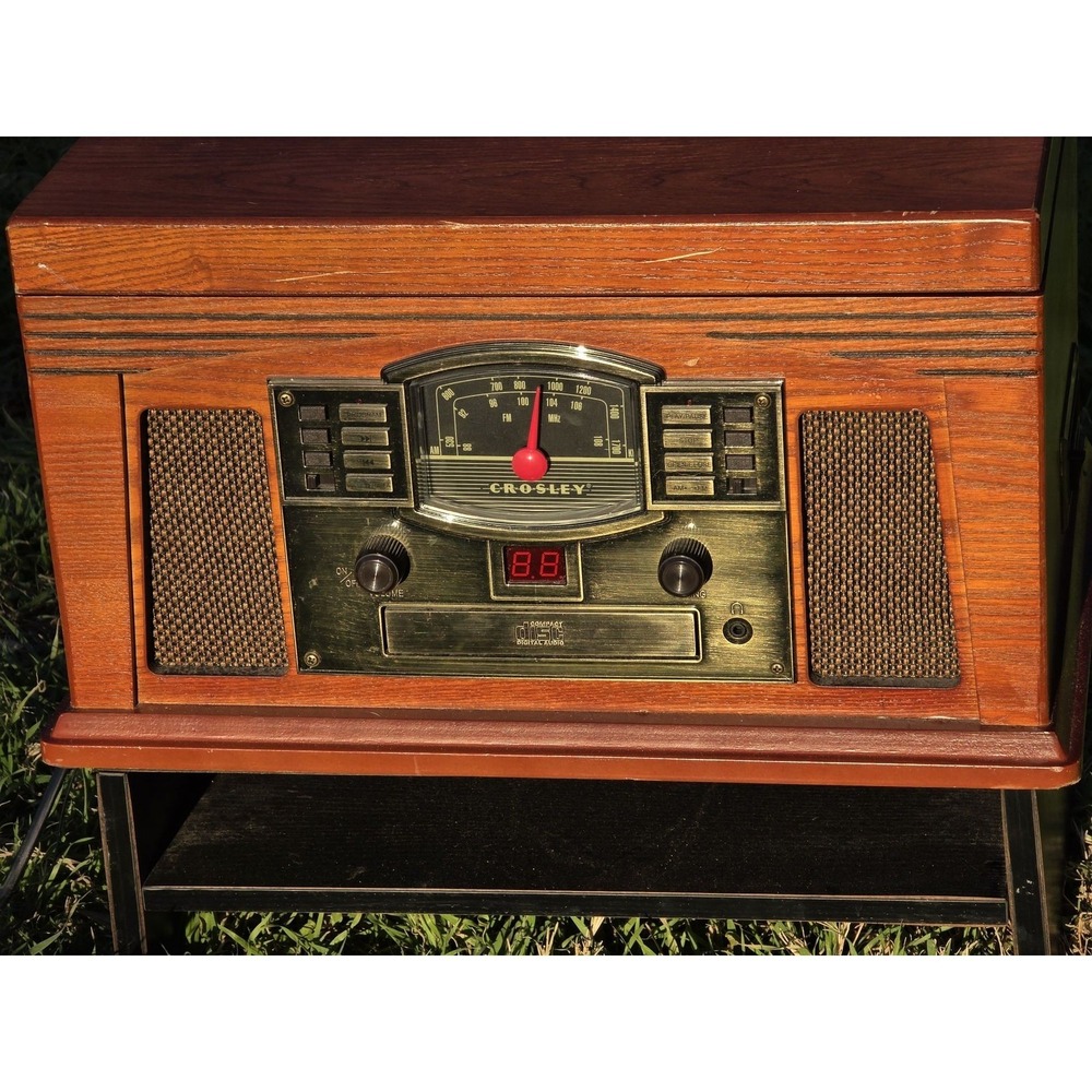 Crosley CR73 Wood Record Player Turntable CD AM FM Radio Entertainment Center